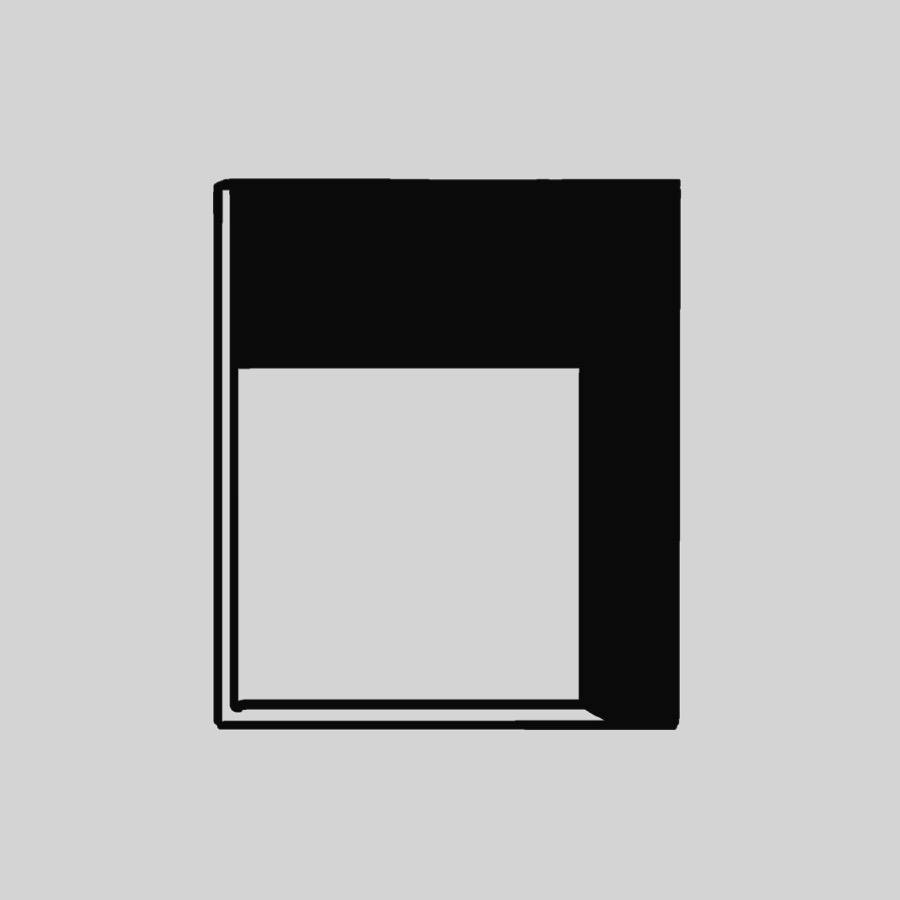 Mai+ Bologna - Opera dal titolo «scavi (meridiana Merico)» - stilizzazione dell‘immagine originale che ritrae una finestra al piano terra che è stata murata e ora appare come una cornice vuota che esce dalla parete del palazzo al piano terra